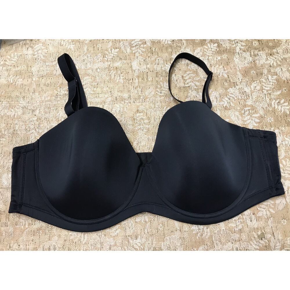 PLUS SIZE DELIMIRA Strapless Bra Womens 46D BLACK Underwire Molded Multiway